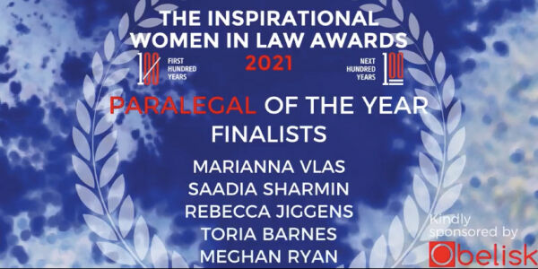 the inspirational women in law awards 2021 paralegal of the year finalists banner.