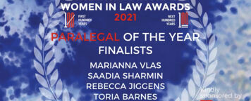 the inspirational women in law awards 2021 banner with the names of all the finalists.