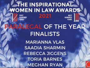 the inspirational women in law awards 2021 paralegal of the year finalists banner.