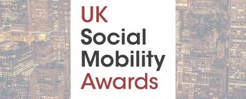 the uk social mobility awards logo over a cityscape.