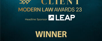 a dark blue background with the words private client modern law awards 23 winner rising star of the year written in gold.