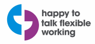 the happy to talk flexible working logo.
