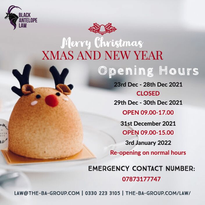 a Christmas themed flyer containing the businesses' opening hours during the 2021 festive period.